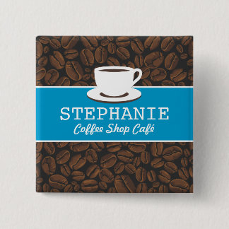 Coffee Café Shop Custom Employee Name Badge 2 Inch Square Button