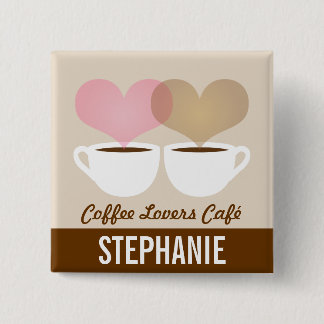 Coffee Café Shop Custom Employee Name Badge 2 Inch Square Button