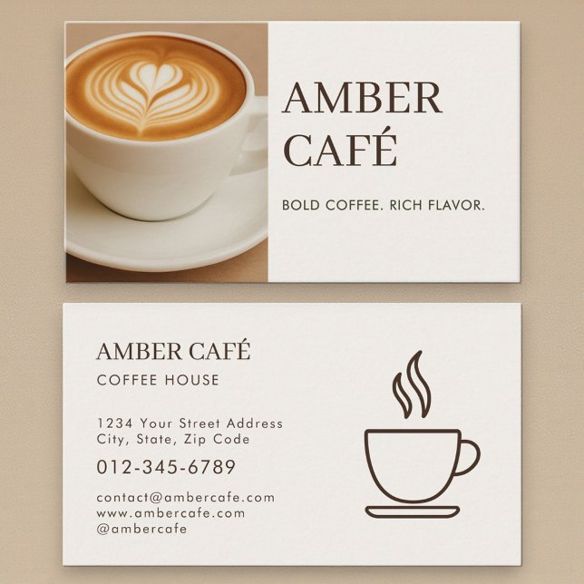 Coffee Cafe Shop Restaurant Photo Business Card (Creator Uploaded)