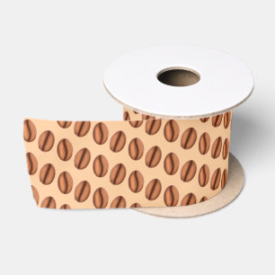 Coffee Caffeine Beans Satin Ribbon