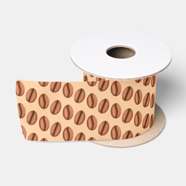 Coffee Caffeine Beans Satin Ribbon (Spool)