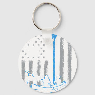 coffee canoeing- Vintage USA American Flag for can Keychain