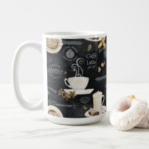 Coffee Cappuccino Mocha Typography Art Decoupage Mug