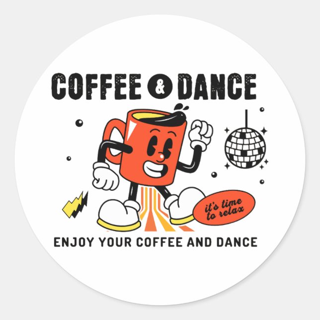 Coffee Cartoon Retro -1 Classic Round Sticker (Front)
