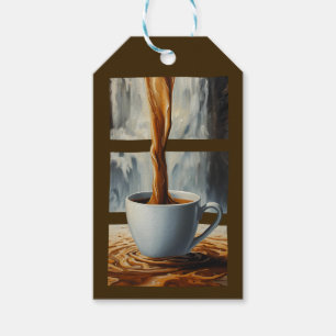 Coffee Cascade Art with Surreal Waterfall Flow Gift Tags