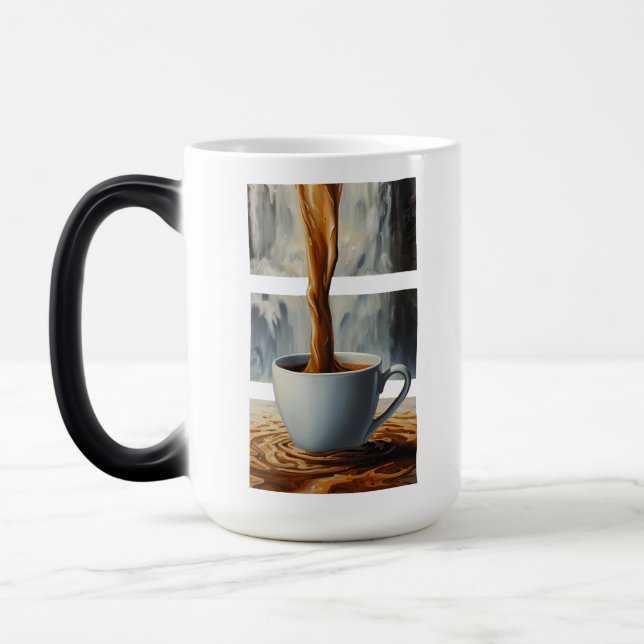 Coffee Cascade Art with Surreal Waterfall Flow Magic Mug (Left)