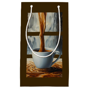 Coffee Cascade Art with Surreal Waterfall Flow Small Gift Bag