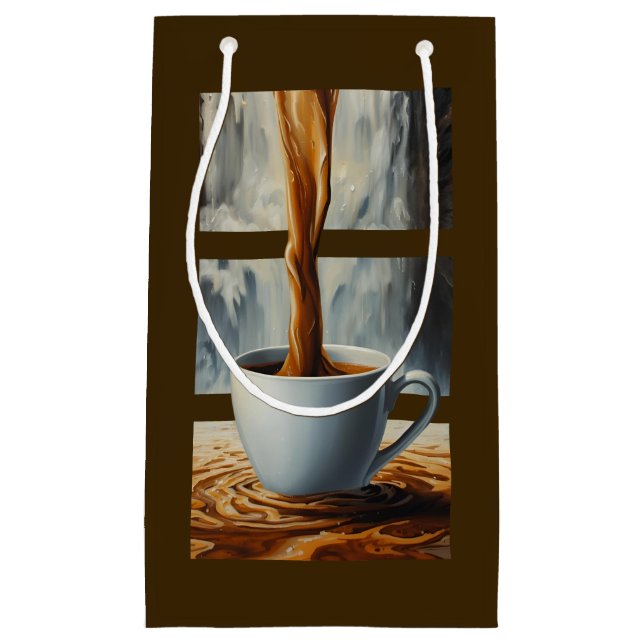 Coffee Cascade Art with Surreal Waterfall Flow Small Gift Bag (Front)