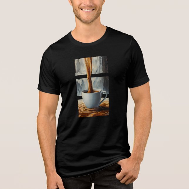 Coffee Cascade Art with Surreal Waterfall Flow Tri-Blend Shirt (Front)