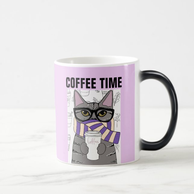 COFFEE CAT ART, WINTER COFFEE TIME MUGS (Right)