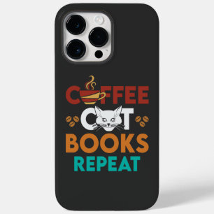 Coffee Cat Books Repeat, Coffee reading Cat Lover Case-Mate iPhone 14 Pro Max Case