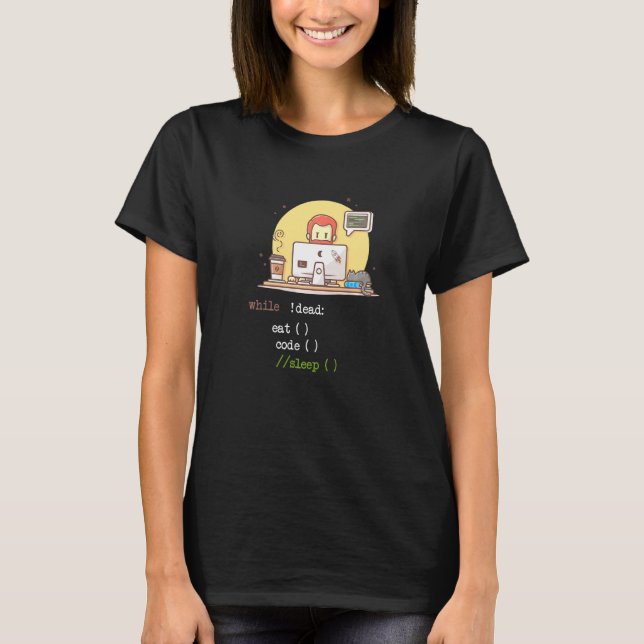 Coffee Cat It Program Code Programmer Coder Comput T-Shirt (Front)