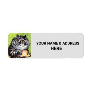 COFFEE CAT LOUIS WAIN ART Return Address Labels