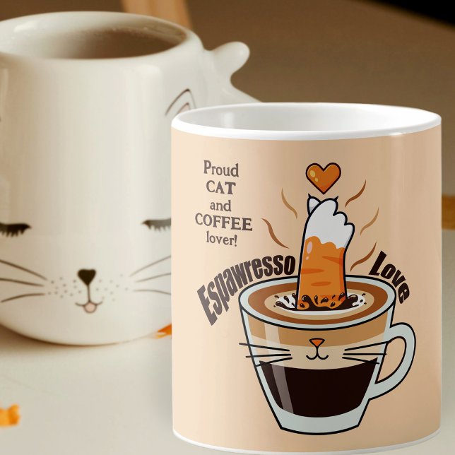 Coffee Cat Lover Rustic Neutral Tones Funny Mug (Creator Uploaded)