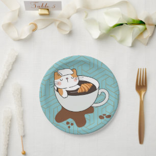 Coffee Cat Spa Paper Plate