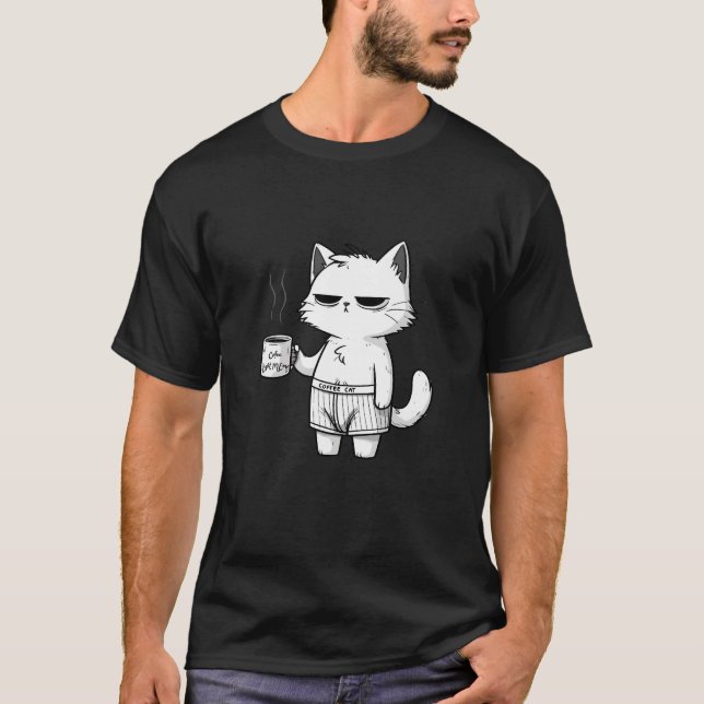 Coffee Cat T-shirt – For Coffee and Cat Lovers (Front)