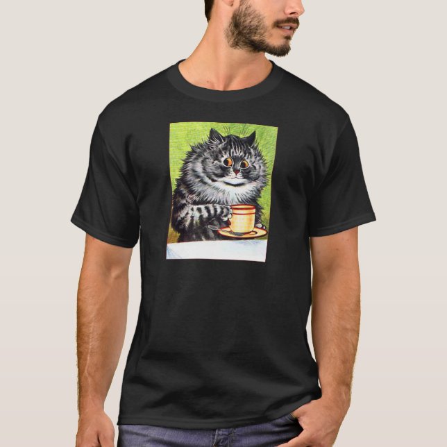 Coffee Cat (Vintage Image) T-Shirt (Front)