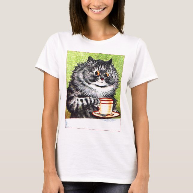 Coffee Cat (Vintage Image) T-Shirt (Front)