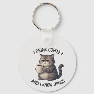 Coffee Cat Wisdom Keychain