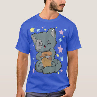 Coffee Cat With Coffee Moma And Cute Anime Neko Fo T-Shirt