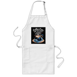 Coffee Cats and Yoga Mats Funny Cat Yoga Long Apron