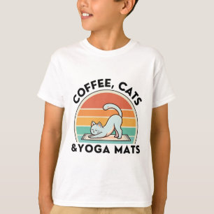 Coffee Cats And Yoga Mats Meditation Women Men T-Shirt