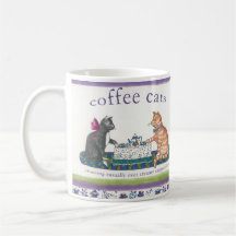 Coffee Cats Chatting over Creamy Cappucinos