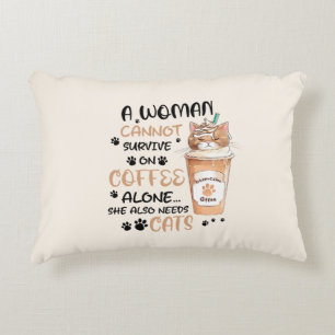 Coffee & Cats – Cute Kawaii Art Accent Pillow