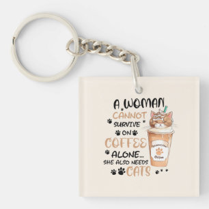Coffee & Cats – Cute Kawaii Art Keychain