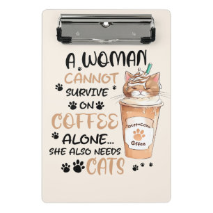 Coffee & Cats – Cute Kawaii Art Mini Clipboard