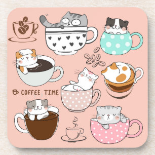 Coffee Cats Funny Coaster