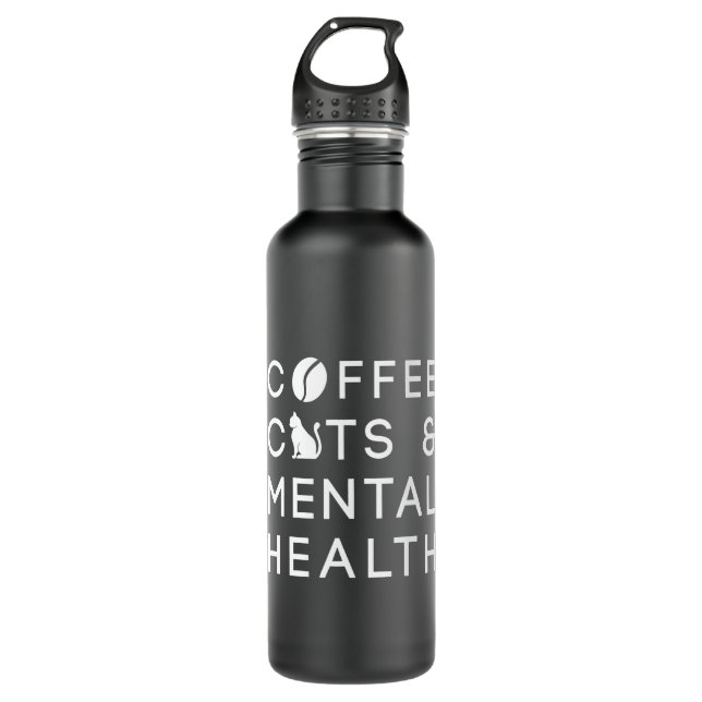 Coffee Cats Mental Health Anxie Coffee Drinker 710 Ml Water Bottle (Front)