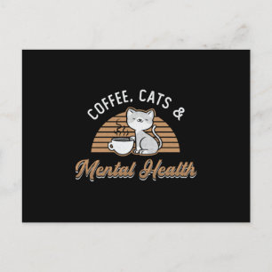 Coffee Cats & Mental Health Care Anxiety Awareness Postcard