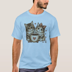 Coffee Cats No Small Talk Funny Cat Quote T-Shirt