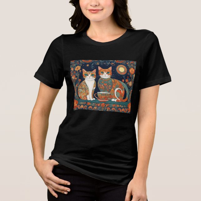 coffee cats Tri-Blend shirt  (Front)
