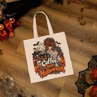 Coffee Chaos Halloween Teacher Gift Funny Teacher  Tote Bag