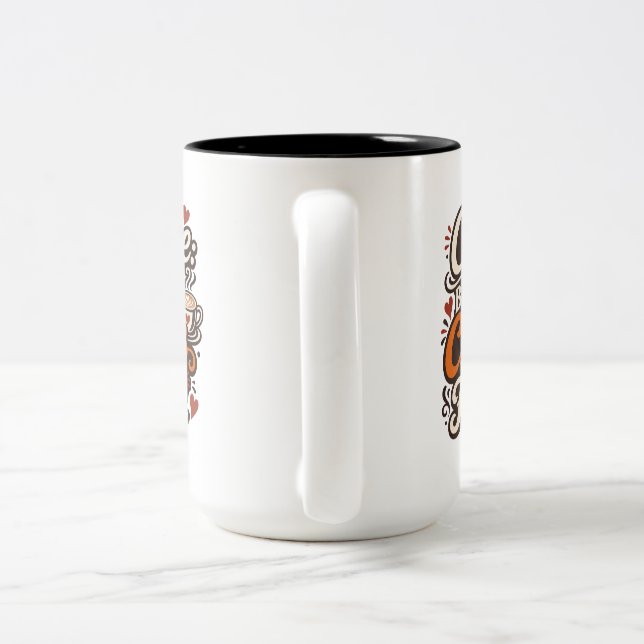 Coffee chaos office meetings Two-Tone coffee mug (Handle)