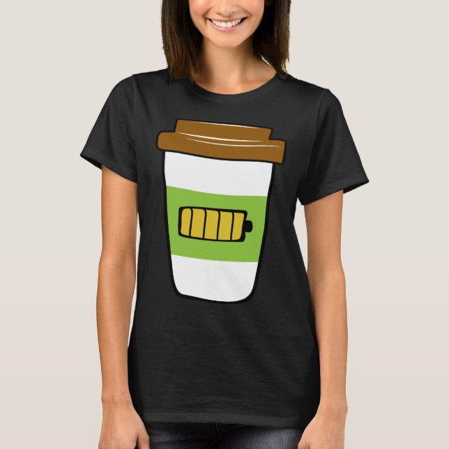 Coffee Charging  Battery Graphic Plus Size T-Shirt (Front)