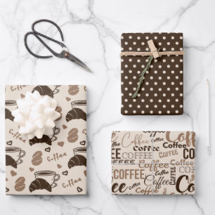 Coffee Charm Trio 3 Wrapping Paper Sheet