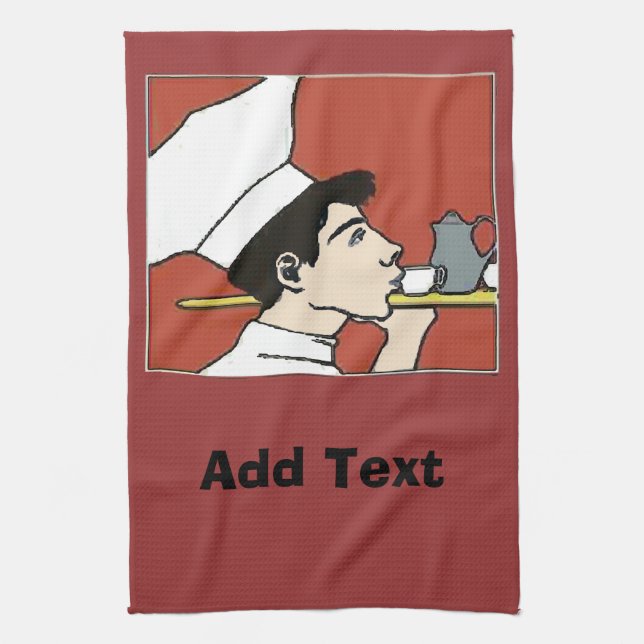 Coffee Chef, add text Kitchen Towel (Vertical)