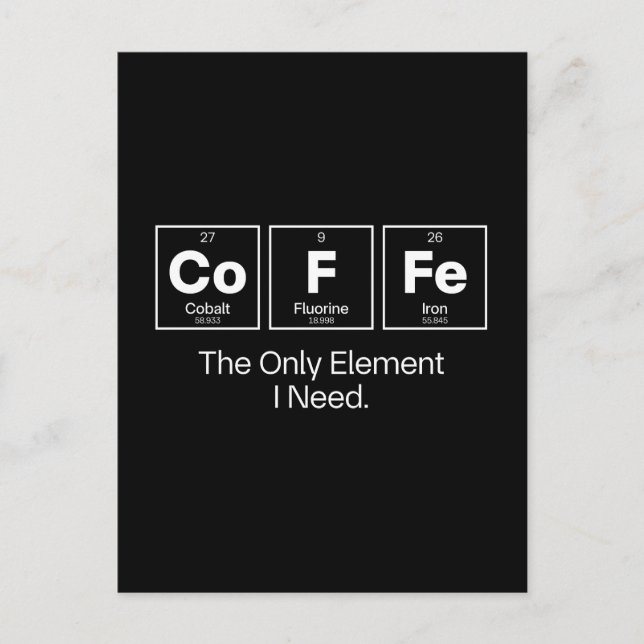 Coffee Chemistry Quote – The Only Element I Need Invitation Postcard (Front)