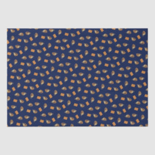 Coffee & Chocolate Biscuits Pattern Navy Blue Food Tissue Paper