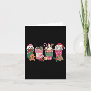 Coffee Christmas Gingerbread Pink Women Latte Cozy Card