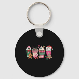 Coffee Christmas Gingerbread Pink Women Latte Cozy Keychain