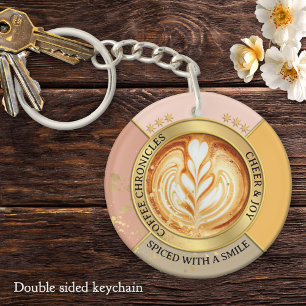 Coffee Chronicles Latte Art Quote Chic Keychain