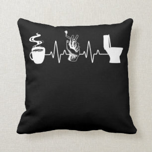 Coffee Cigarette Toilet Humor Smoker Throw Pillow