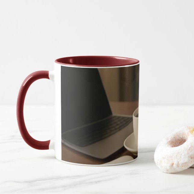 "Coffee & Clicks Mug – Steam, Shopping, and Lap (Avec donut)