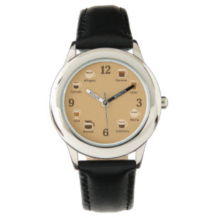 Coffee Clock Face with Brew Icons Watch