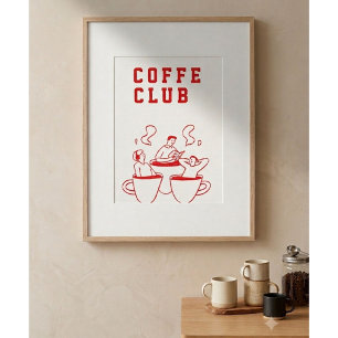 Coffee Club Poster Minimalist Coffee Wall Art