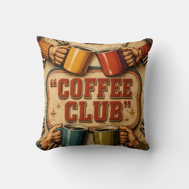 Coffee Club Throw Pillow (Front)